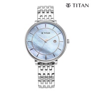 Titan Workwear Blue Dial Analog with Date Stainless Steel Strap Watch for Women