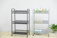 Wrought Iron Kitchen Trolley Bedroom Bedside Supporter with Wheels Bathroom Corner Rack Multi-Tier Movable Storage Rack