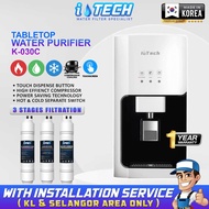 [FREE INSTALL] I-TECH Hot Warm Cold Tabletop Water Purifier Penapis Air K-030C - Compressor - 3 Stag