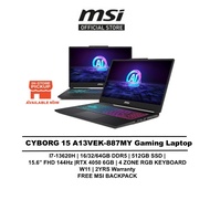 MSI Laptop Cyborg 15 AI Gaming A13VEK-887MY (i7-13620H/16GB/512GB/15.6" FHD 144HZ/RTX 4050 6GB/RGB K