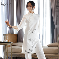 Loose Cotton Linen Yoga Zen Suit Set for Women Health Preservation Fasting Vegetarian Zen Study Clot