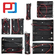Plastic Standard Size AA/18650 Battery Holder Box Case Black With Wire Lead 3.7V/1.5V Clip