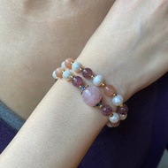 珍珠珊瑚玉草苺晶橙月光雙圈手串