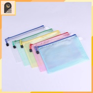 Either.Id - Transparent Pouch Mesh Pencil Case Zipper Stationery Case Pencil Case Colorful Mesh Bag 