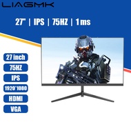 LIAGMK Monitor Computer 27 Inch Flat PC Monitor HD 1080P 75Hz With HDMI VGA 22 24 Inch Second Monitor Curved Support Wall Hanging For PC Home Office