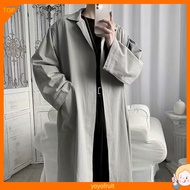 YOF  Long-sleeve Light Coat for Men Wrinkle-resistant Men Coat Stylish Lapel Trench Coat for Men Lig