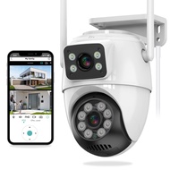 GUOAN VISION 8MP 4k กล้องวงจรปิด ICsee ไร้สายกลางแจ้ง IP66 กันน้ำเลนส์คู่คืนวิสัยทัศน์ การตรวจจับ AI