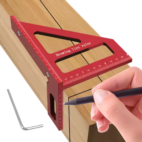 Carpenter Square -Woodworking Square Protractor Aluminum Miter Triangle Ruler 3D Multi Angle 45/90 D