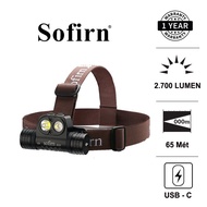 SOFIRN HS20 head torch, 2700 lumens, 65m range, 18650 battery, USB Type-C charging