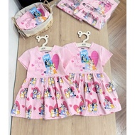 Baby girl clothes, Bluey Pink Baby Girl Dress Soft Cotton Cute Flared Shape for Children 8-27kg