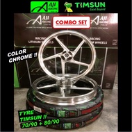 Y15 / Y16 AJI RACING SPORT RIM + TIMSUN TAYAR 70/90 70/80 TS692 TYRE CHROME 1.60 17 HUB SET FG511 SP