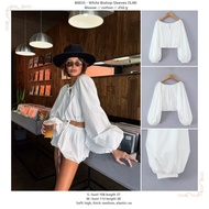 H0035 - White Bishop Sleeves (S,M) - Blouse 2604