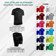 2IN1 DRYFIT SHORTS SET DOUBLE LAYER SHORTS GYM FITNESS CYCLING SHORTS