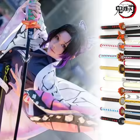 104cm Demon Slayer Katana Swords Anime Kimetsu No Yaiba Blade Shinobu Cosplay Prop Wooden Katana Rea