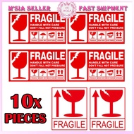 10pcs Fragile Sticker Murah Pecah Ready Stock 9cm x 5cm Borong Wholesale