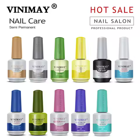 VINIMAY Base Top Coat Gel Nail Polish Acid Free Primer Varnish Hybrid Semi Permanent Matte Top Sonax