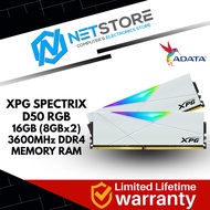 ADATA XPG SPECTRIX D50 RGB 16GB (8GBx2) 3600MHz DDR4 GAMING RAM (WHITE) - AX4U36008G18I-DW50