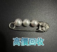 珍珠別針胸針，Chrome Hearts 克羅心 Mikimoto禦木本 聯名系列18k白金，克羅心 Chrome Hearts，首飾，手鏈，頸鍊，吊墜，十字架項鍊，三十字項鍊，火焰十字架，別針 回形