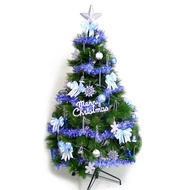[特價]摩達客 台灣製4尺特級綠松針葉聖誕樹(飾品組-藍銀色系/不含燈)