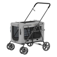 Pet Stroller Large Dog Stroller Foldable Spacious Transport All-Terrain Breathable Mesh Cover Easy S