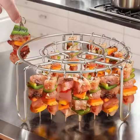 Non-Stick Reusable Oven Rack Air Fryer Skewer Stand Vertical Heat-Resistant Stainless Skewer Rust-Pr