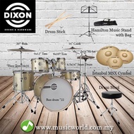 Dixon Drum Set Gold Silk Drum Set Fuse Series Dum Kit [5pcs]