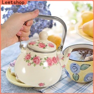 Leetshop Enamel Teapot Handle Water Kettle Coffee Daily Use Boiling Dot Teal Pod Maker Pretty Cerami