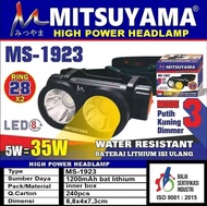 Senter Kepala Led Mitsuyama MS 1923 3Mode Putih Kuning Dimmer Headlamp Water Resistant 2Cahaya Lampu