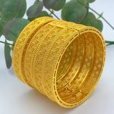 Arabic 24k Gold Color Bangles For Women Indian Dubai Bridal Bangles Bracelets Gold Wedding Bangles J