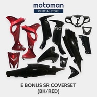 SYM E Bonus SR BonusSR Complete Cover Set Black Red E Bonus110 SR Hitam Merah Separuh Fender Half Kaver Coverset Kosong