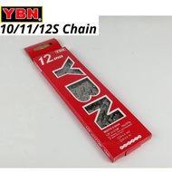 YBN 10/11/12S Chain MTB Mountain Road Bike Chains 10 11 12 Speed Hollow Bicycle quick link Silver S1