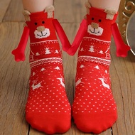 ถุงเท้าของขวัญคริสต์มาสพิมพ์ลายการ์ตูนถุงเท้าคริสต์มาส1คู่สร้างบรรยากาศกันหดซานตาคลอสมนุษย์หิมะ
