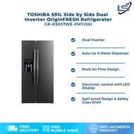 TOSHIBA 591L Side by Side Dual Inverter OriginFRESH Refrigerator GR-RS637WE-PMY(06) | Dual Inverter | Ice Maker | Quick Cooling Air | Pure BIO | Multi-Air Flow | Cool Water Dispenser | Alloy Cooling | Eco LED Light | Refrigerators with 1 Year Warranty
