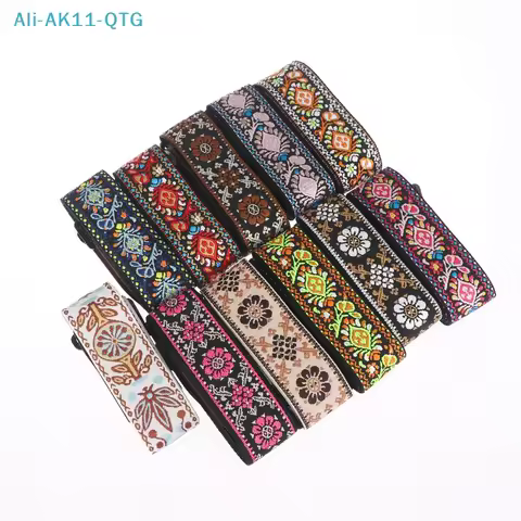 NEW Guitar Strap Bass Cotton Leather Embroidery Straps Adjustable Neck Strap Electric Acoustic Guita