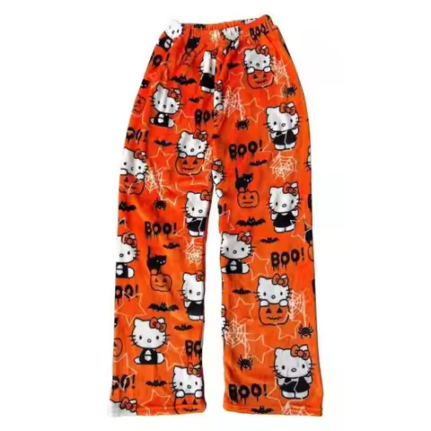 Hello Kitty Pajamas Girls Cute Cartoon Autumn Winter Pajamas Casual Home Warm Bestie Walking Pants A