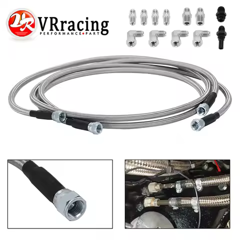 6AN 70" Stainless Steel Braided PTFE Hose Transmission Fluid Oil Cooler Hose Line kit for GM Chevy T