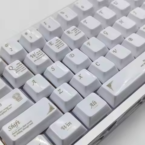Black White Golden ceramic-like Retro style Cherry Profile Keycap high quality 115 key cap Mechanica