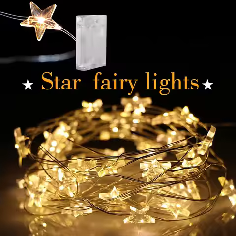 6M Star Fairy Lights Mini LED String Garland Decoration For Bedroom Garden Curtain Battery 3XAA Outd