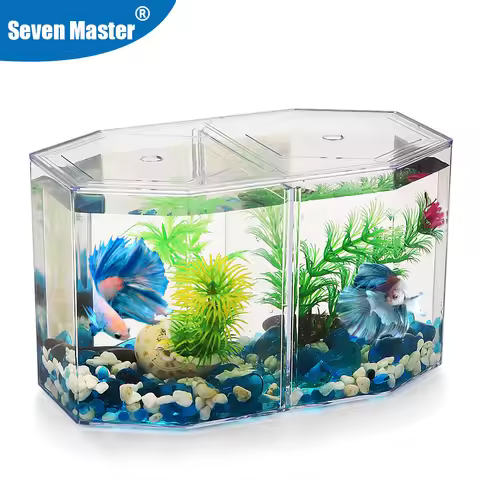 Acrylic Two Splits Guppy Fish Tank Aquarium Betta Fish Bowl Transparent Aquarium Hatchery Breeding I