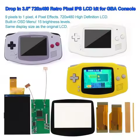 Hispeedido V5 HD 9 pixels to 1 pixel Drop In 3.0" 3 inch Highlight 720x480 Retro pixel OSD Menu IPS 