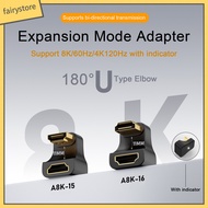 FS_Adapter HDMI-compatible Male to Female Connector 8K Ultra-Clear Support UHS2.1 with Indicator Light Adapter