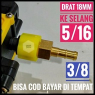 NEW Konektor Nepel Set Pompa Drat 18MM Ke Selang 5/16 &amp; 3/8