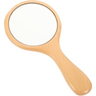 Handheld Cosmetic Mirror Wooden Handle 1pc