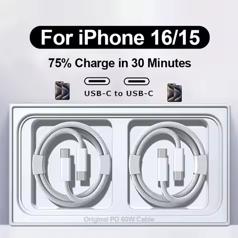 Original For iPhone 16 60W PD USB-C Fast Charging Cable For Apple 15 Pro Max Plus USB C Type C Quick