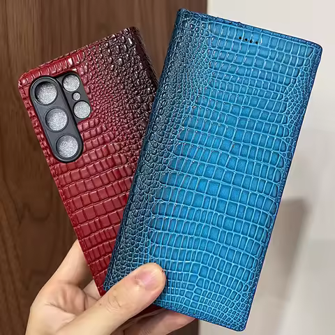 Magnetic Genuine Leather Skin Flip Wallet Book Phone Case Cover On For Samsung Galaxy S26 S25 S24 S2