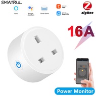 SMATRUL ZigBee Smart Plug Tuya/ Smartlife APP Socket UK Adaptor 16A 20A Wireless Remote Voice Contro