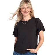 [AMW 172] Women's plain short sleeve t-shirt, women's short flutter sleeve t-shirt