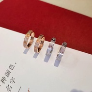 Hot Style Korean Version Sterling Silver Thick Plated Wide Version Gypsophila Ring Three Row Diamond