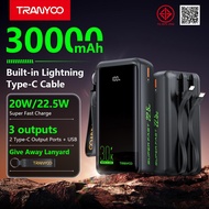TRANYOO 【TIS】K18 30000mAh พาวเวอร์แบงค์แท้ 22.5W ชาร์จเร็ว มีสายชาร์จในตัว Type-C/สายชาร์จเร็วสำหรับ