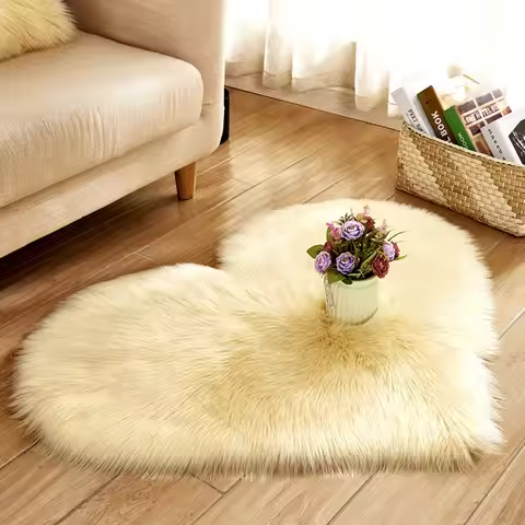 30x40cm Plush Carpet Heart Shaped Faux Fur Rug Imitation Wool Christmas Coffee Table LivingRoom Shag